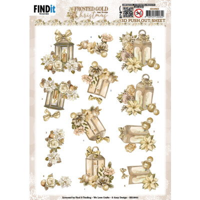 Amy Design 3D Push Out, Frosted Gold Christmas - Lantern