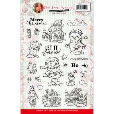 Yvonne Creations Clear Stamp, Christmas Scenery