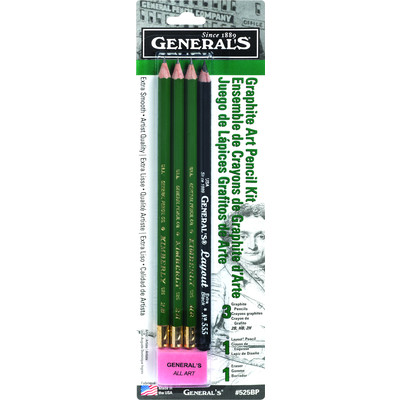 Kimberly Graphite Drawing Pencil Set, 3 Pack + Layout Pencil & Eraser