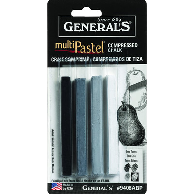 MultiPastel Compressed Chalk Set, 4 Grey Tones (Blistercarded)