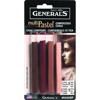 MultiPastel Compressed Chalk Set, 4 Earth Tones (Blistercarded)