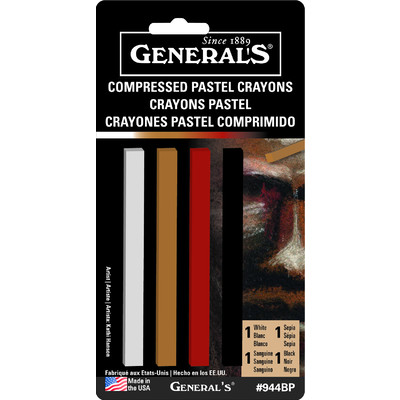 MultiPastel Compressed Chalk Set, 4 Traditional Sketching Colors (Blistercarded)
