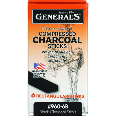 Extra Smooth Compressed Charcoal, Rectangualar - 6B Soft