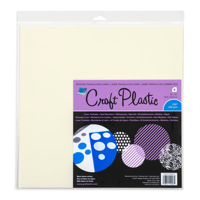 Craft Plastic Film, .010 Frosted Laser - 12" x 12" (4pc)