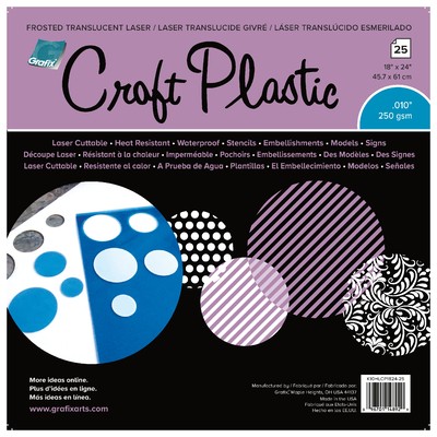 Craft Plastic Film, .010 Frosted Laser - 18" X 24" (25pc)