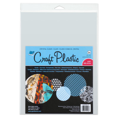 Craft Plastic Film, .020 Crystal Clear - 9" x 12" (25 Pack)