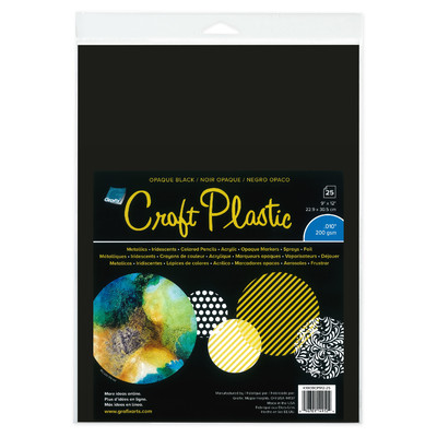 Craft Plastic Film, .010 Opaque Black - 9" x 12" (25 Pack)
