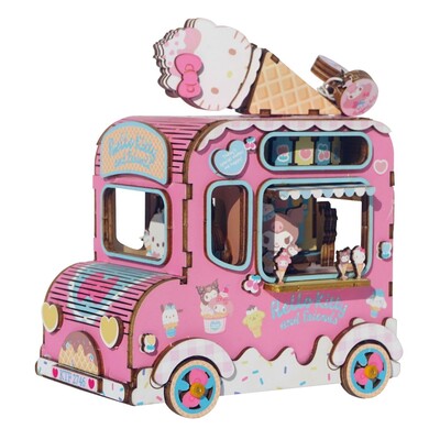 3D Modern Wooden Puzzle Music Box, Hello Kitty Ice Cream Truck