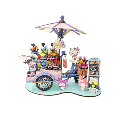 3D Modern Wooden Puzzle, Hello Kitty and Friends - Flower Cart