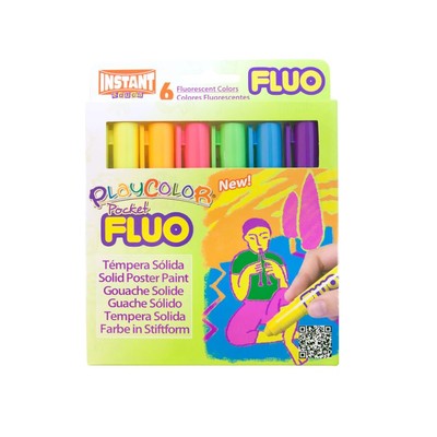 Playcolor Solid Tempera Paint Stick Set, Pocket - Fluorescent (6pc)