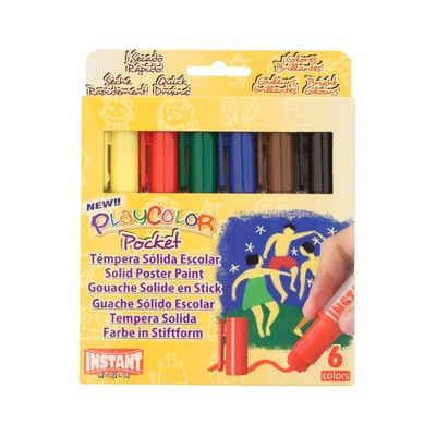 Playcolor Solid Tempera Paint Stick Set, Pocket - Standard (6pc)