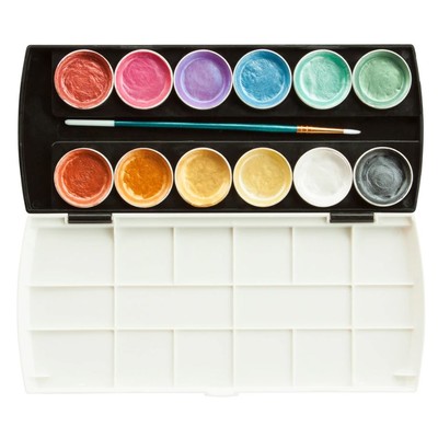 Collegiate Semi-Moist Watercolor Set, Metallic (12 Colors)