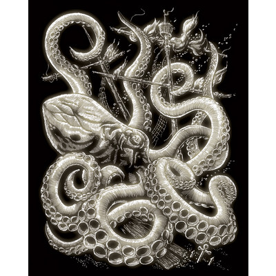 Engraving Art, Glow In Dark - Octopus
