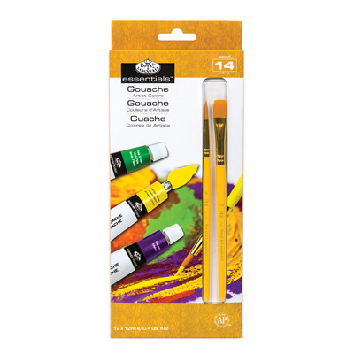 Essentials 12ml Artist Paint Pack, Gouache - 12 Color + Brushes