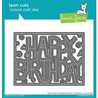 Die, Giant Outlined Happy Birthday: Landscape