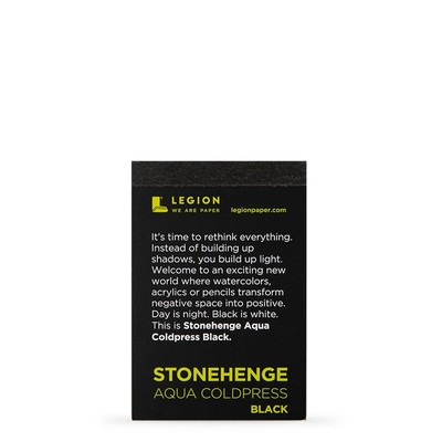Stonehenge Aqua Coldpress Black 100% Cotton Mini Paper Pad, 2.5" x 3.75" (140lb)