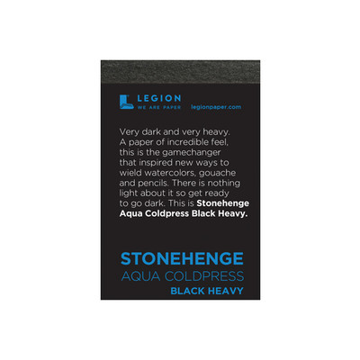 Stonehenge Aqua Coldpress Black 100% Cotton Mini Paper Pad, 2.5" x 3.75" (300lb)