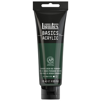 Basics Acrylic 118ml Tube, Hooker's Green Hue Permanent