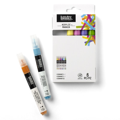 Acrylic Marker Set, Fine - Vibrants (6 Pack)