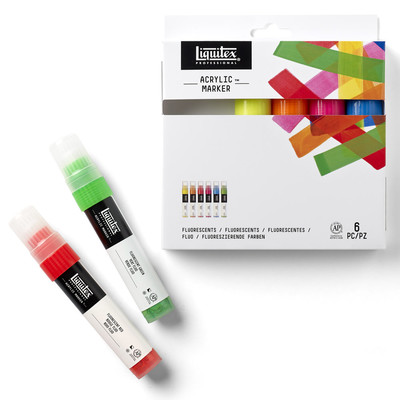 Acrylic Marker Set, Wide - Fluorescents (6 Pack)