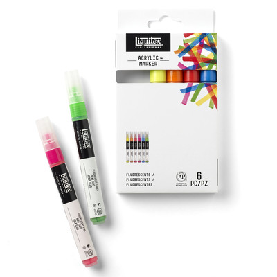 Acrylic Marker Set, Fine - Fluorescents (6 Pack)