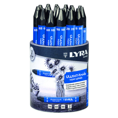 Graphite Crayon Display, Water-Soluble 24pc (8ea: 2B, 6B, 9B)