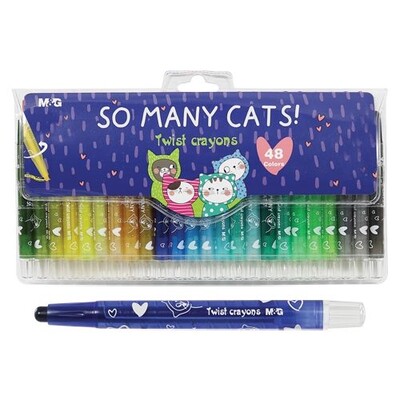 So Many Cats Twistable Crayon Set, 48 Colors