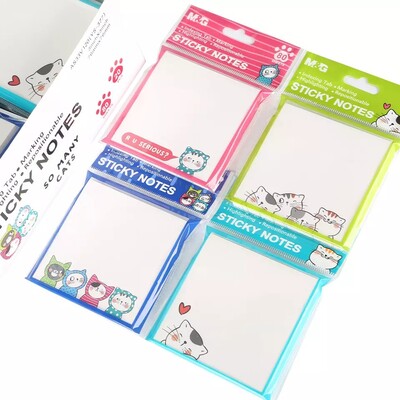 So Many Cats Sticky Notes, 3" x 3" - White/Printed (80 Sheets)