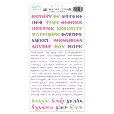6X12 Paper Stickers, Lilac Garden - Words