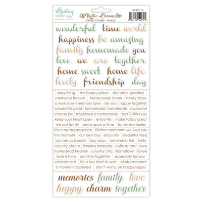 6X12 Paper Stickers, Rustic Charms - Words