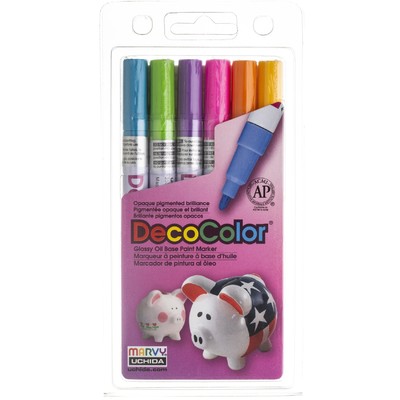 DecoColor Paint Marker Set, Fine - Hot Color (6pc)