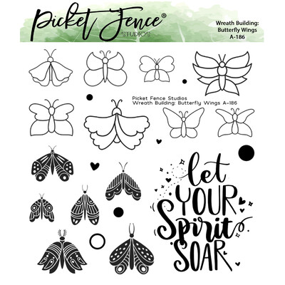Clear Stamp, Wreath Building: Butterfly Wings