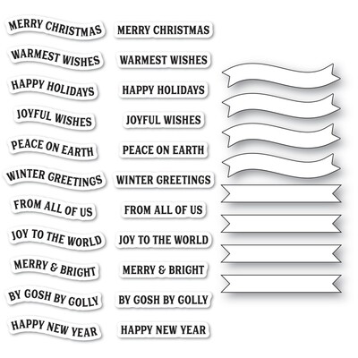 Clear Stamp & Die Combo, Holiday Banners