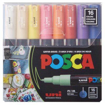 Paint Marker Set, PC-1M Extra Fine Bullet - Basic (16 Colors)