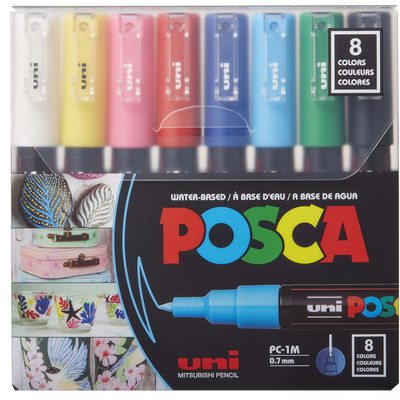 Paint Marker Set, PC-1M Extra Fine Bullet - Basic (8 Colors)