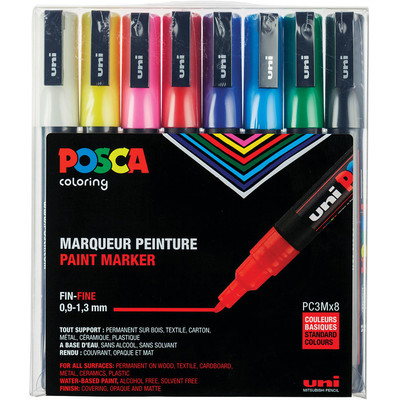 Paint Marker Set, PC-3M Fine - Basic (8 Colors)