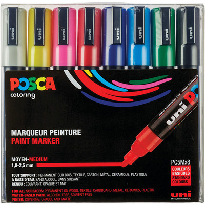 Paint Marker Set, PC-5M Medium - Basic (8 Colors)