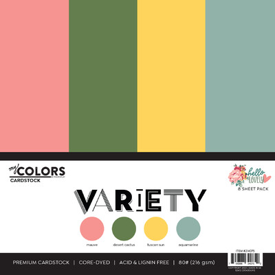 My Colors 12X12 Cardstock Variety Pack, Hello Lovely (8 Sheets)