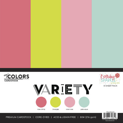 My Colors 12X12 Cardstock Variety Pack, Birthday Sparkle (8 Sheets)
