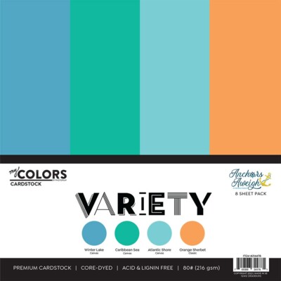 My Colors 12X12 Cardstock Variety Pack, Anchors Aweigh (8 Sheets)