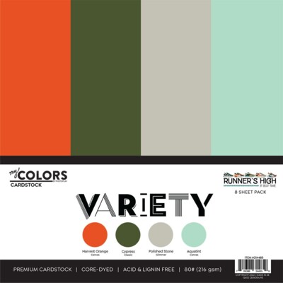 My Colors 12X12 Cardstock Variety Pack, Runner's High (8 Sheets)