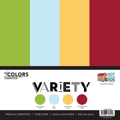 My Colors 12X12 Cardstock Variety Pack, Hot Diggity Dog (8 Sheets)