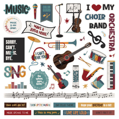 12X12 Element Sticker Sheet, Music Notes