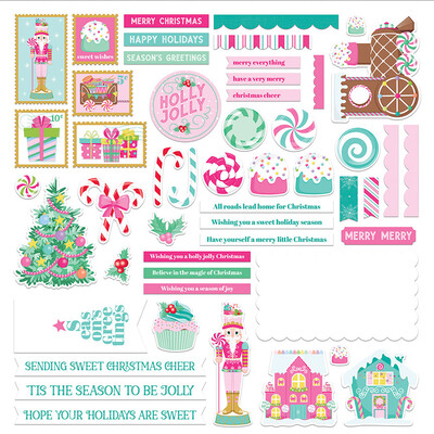 12X12 Card Kit Stickers, Sugar Plum