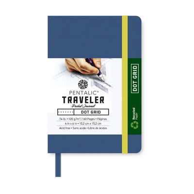 Traveler Dot Grid Pocket Journal, 4" x 6" - Denim Blue