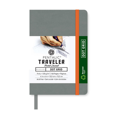 Traveler Dot Grid Pocket Journal, 4" x 6" - Gray