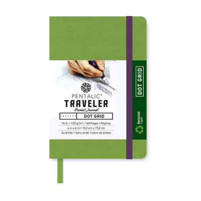 Traveler Dot Grid Pocket Journal, 4" x 6" - Olive Green