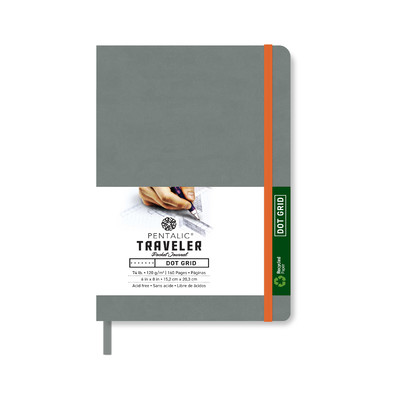 Traveler Dot Grid Pocket Journal, 6" x 8" - Gray