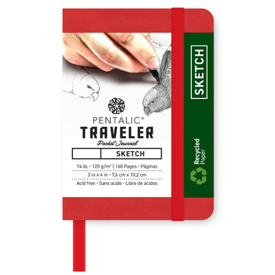 Traveler Sketch Pocket Journal, 3" x 4" - Red