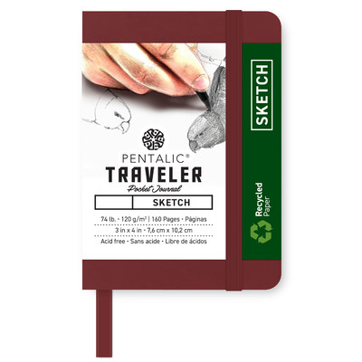 Traveler Sketch Pocket Journal, 3" x 4" - Burgundy